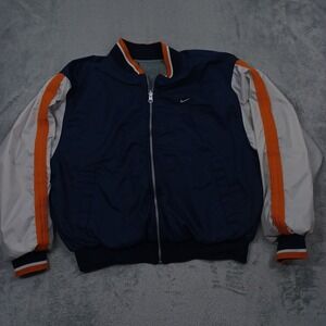 Nike Jacket Womens Large Blue Orange White Reversible Full Zip‎ Vintage Retro